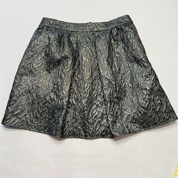 Bebe Women’s Small Metallic Silver Foil A-Line Skirt (A0127) - Picture 1 of 4